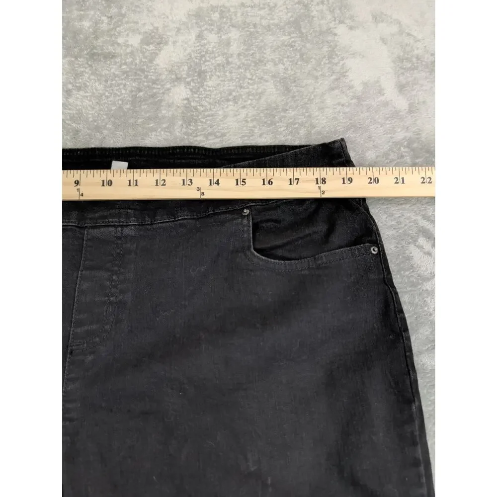 Pioneer Woman Black Floral Embroidered Pull On Jeans size XL